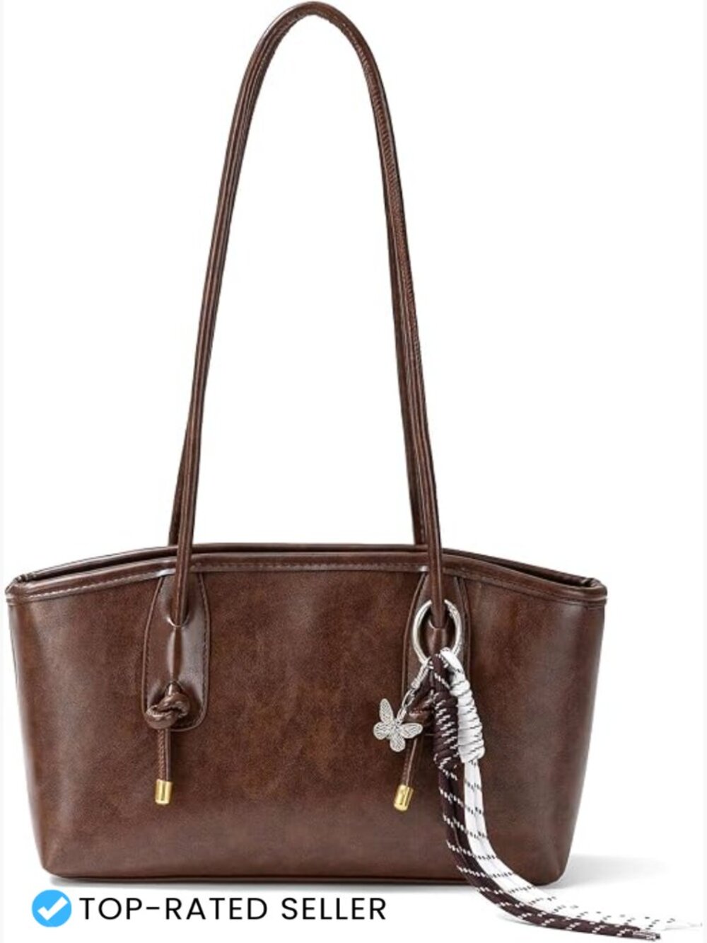 Vintage Shoulder Bag Women Structured East West Tote Adjustable Knot Strap Work